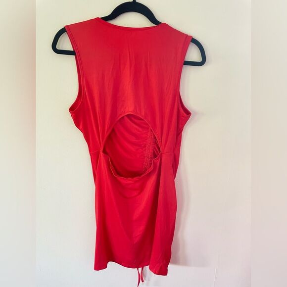 Woman’s Stretch rushing Bodycon cut out back Dress new with out tags size XL RED - Picture 7 of 8